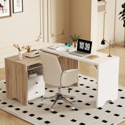 stolik komputerowy, biurko narożne z szufladami, biurko, oszczędność miejsca
