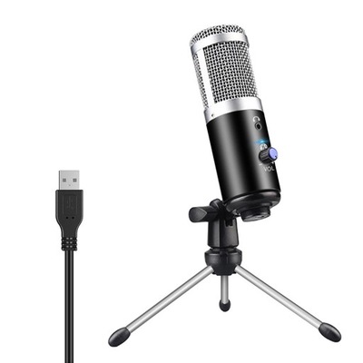 Mikrofon PC USB Komputer Pojemnościowy mikrofon do gier, ze statywem Stojak na