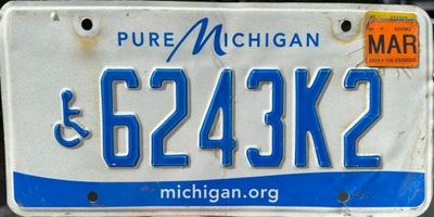 PLACA REJESTRACYJNA CON EE.UU. MICHIGAN DISABLED INWALIDZKA  