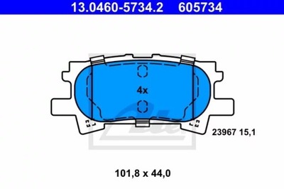 ATE 13.0460-5734.2 КОМПЛЕКТ КОЛОДОК ТОРМОЗНЫХ, ТОРМОЗА TARCZOWE