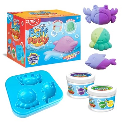 Floating Baff Putty from Zimpli Kids, 2 x Colour Changing Bath Putty Tubs,