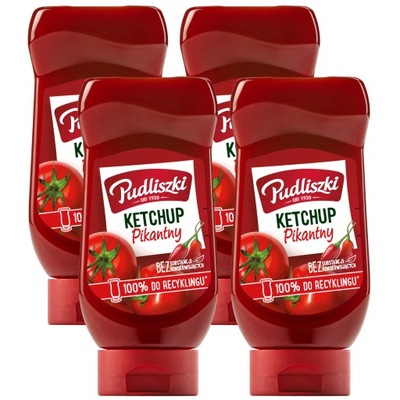 Pudliszki Zestaw 4x Ketchup pikantny 480g