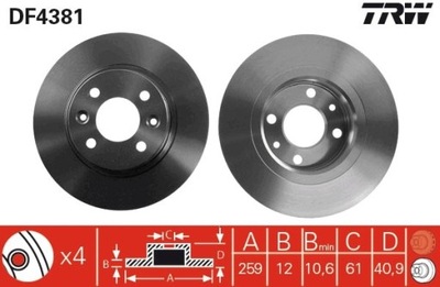 2X DISCO DE FRENADO DACIA PARTE DELANTERA LOGAN DF4381  