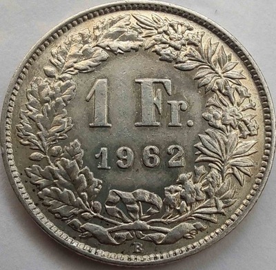 0877r - Szwajcaria 1 frank, 1962 ag