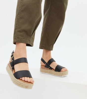 NEW LOOK CZARNE ESPADRYLE BLACK CHUNKY BO003 39