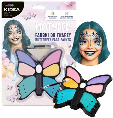 Farbki do malowania twarzy Motylek 8 kolorów Kidea