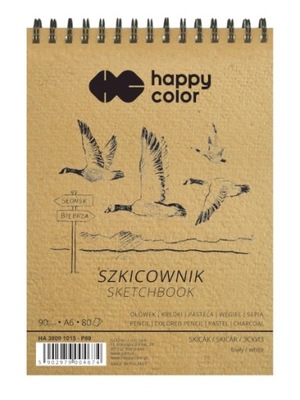 Szkicownik na spirali Ptaki happy color A6 80 ark