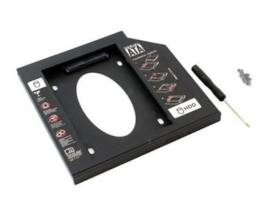 KIESZEŃ 2,5 HDD/SSD 12,7mm SATA PLASTIKOWA CZARNA RAMKA DVD 12.7 SATA AK184