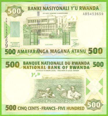 RWANDA 500 FRANCS 2004 P-30 UNC