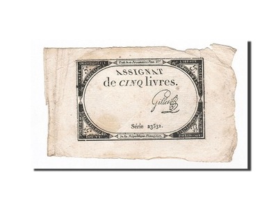 Banknot, Francja, 5 Livres, 1793, Gillet, 1793-10-