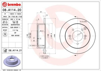 BREMBO 08.A114.21 ДИСК ТОРМОЗНОЙ