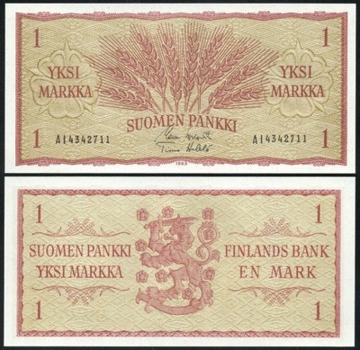 $ Finlandia 1 MARKKA P-98a UNC 1963