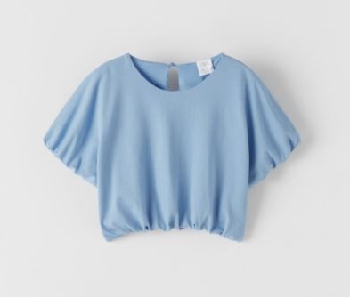 # ZARA NIEBIESKI TOP MARSZCZONY KRÓTKI* 13-14 1VAD