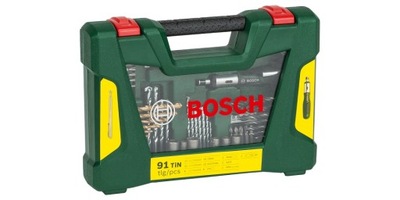 Zestaw Bosch 91 wierteł TiN V-Line z wkrętarką