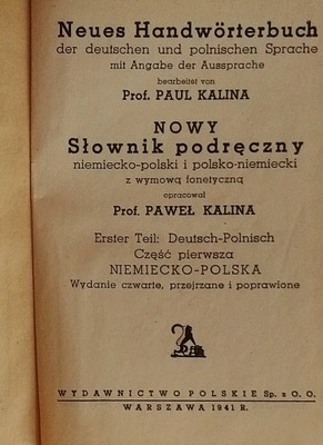 Nowy słownik podręczny niemiecko polski polsko niemiecki Paweł Kalina SPK