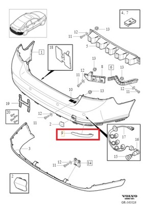 Отражатель задняя правая сторона volvo s40 ii 08-12r фото №1