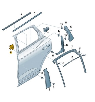 Прокладка samoprzylepna стекло задняя audi q3 правая фото №1