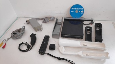 Nintendo Wii konsola CZARNA Mega zestaw - Pad, Motion, Nunchuck, Gra