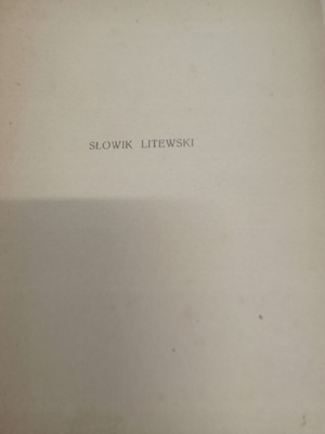 Iłłakowiczówna SŁOWNIK LITEWSKI 1936