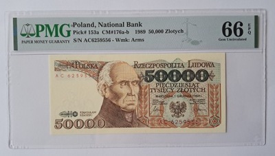 Banknot PRL 50000 zł 1989 rok SERIA: AC - PMG 66