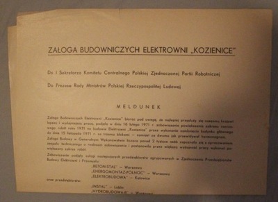 ELEKTROWNIA "KOZIENICE" - ZAŁOGA BUDOWNICZYCH ELEKTROWNI "KOZIENICE"