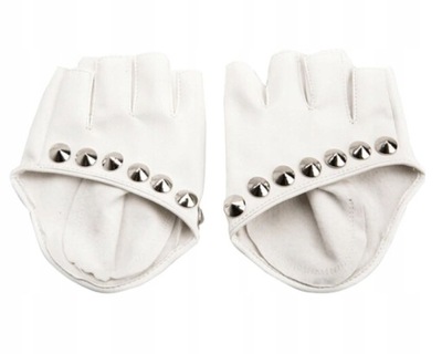 rękawiczki bez palców z ćwiekami białe