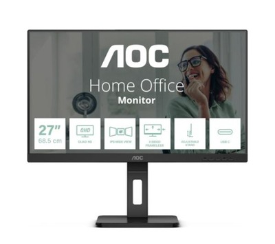 Monitor LED AOC Q27P3CV 27" 2K IPS 75Hz 4ms Głośniki Pivot Czarny