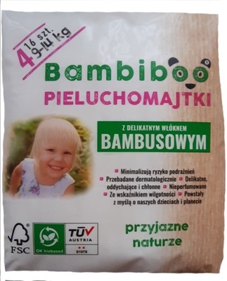 BAMBIBOO pieluchomajtki bambusowe, 9-14 kg 16 szt