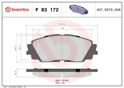 BREMBO P 83 172 JUEGO ZAPATAS HAMULCOWYCH, FRENOS TARCZOWE  