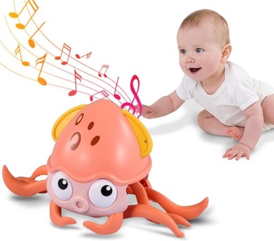 QINGBAO Zabawki dla niemowląt do raczkowania w kształcie ośmiornicy ze