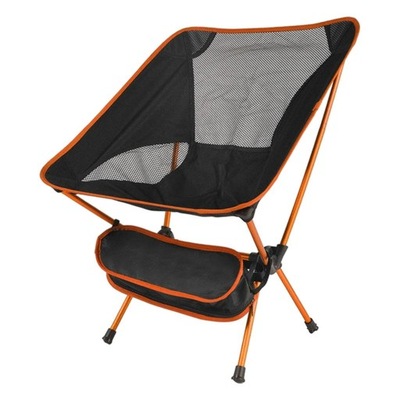 Przenośne składane krzesło kempingowe Lekki stołek zewnętrzny z oparciem, pomarańczowy