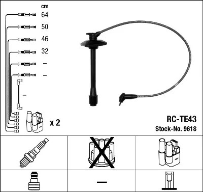 КОМПЛЕКТ ТРУБОК ZAPŁONOWYCH NGK RC-TE43 9618