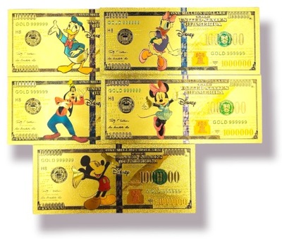 Piękny zestaw banknotów kolekcjonerskich Disney