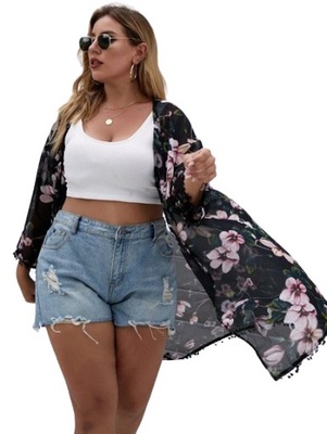 SHEIN NARZUTKA PLUS SIZE CZARNA W KWIATKI 44 ŁBA