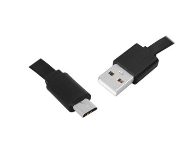 PS Kabel USB - microUSB 1m płaski czarny