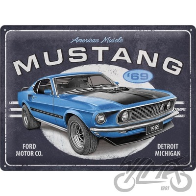 ТАБЛИЦА PLAKAT 30X40 FORD MUSTANG 1969 BLU 23321