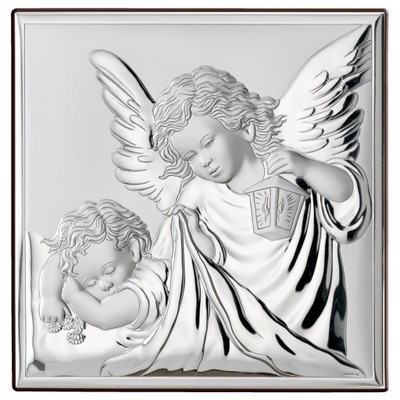 Obrazek srebrny na CHRZEST aniołek pamiątka chrztu na prezent