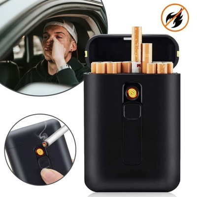 PAPIEROŚNICA Z ZAPALNICZKĄ NA CAŁĄ PACZKĘ PAPIEROSÓW PUDEŁKO NA PAPIEROSY