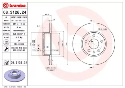 ДИСК ТОРМОЗНОЙ ЗАД 251MM