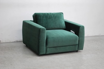 RMR nowoczesny zielony fotel plusz