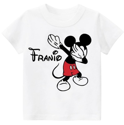 Koszulka Myszka Mickey imię dziecka PREZENT r. 128