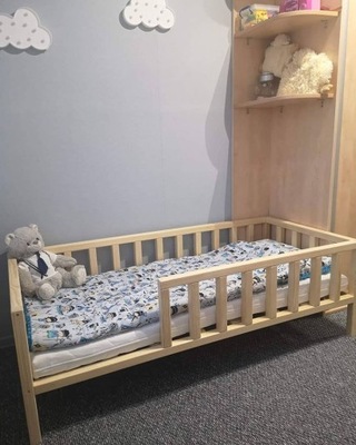 Łóżko dla dziecka KLASYCZNE z barierkami 160X90 NIE MALOWANE Drewniane