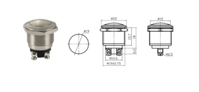 PRZYCISK DO FURTKI MATALOWY Z USZCZELKĄ WYPUKŁY