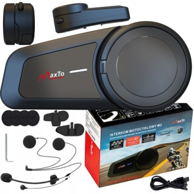 INTERKOM MOTOCYKLOWY BLUETOOTH 5.3 MAXTO M2 POLSKI LEKTOR - WODOODPORNY