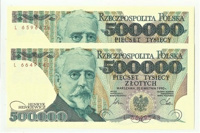 500000 złotych 1990 seria L stan UNC