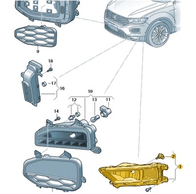 Фара протитуманний правий vw tiguan t-roc оригінальний номер фото №1