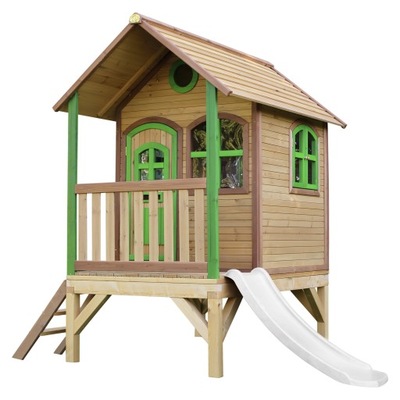 Plac Zabaw Domek dla dzieci brazowy wykonany z drewna zjezdzalnia AXI Tom