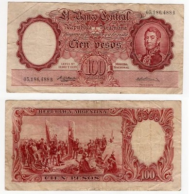 ARGENTYNA 1957-67 100 PESOS