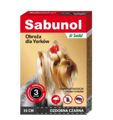 Sabunol ozdobna czarna obroża dla Yorków 35 cm