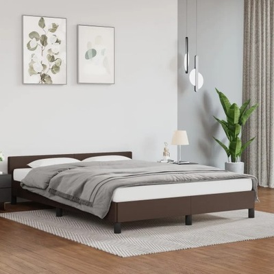 Rama łóżka z zagłówkiem, brązowe, 140x200 cm, sztuczną skórą